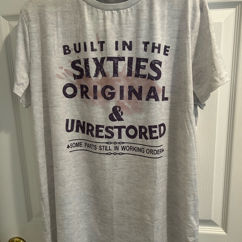 Born In The 60’s Gray Graphic T-Shirt with Black distressed Text